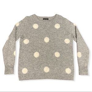 Two Danes Gray White Polka Dot 100% Lambs Wool Crewneck Sweater Women’s Size XS